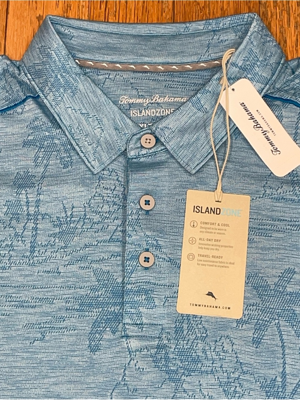 TOMMY BAHAMA Mens Polo Shirt Palm Coast Isles Blue NEW ($118)